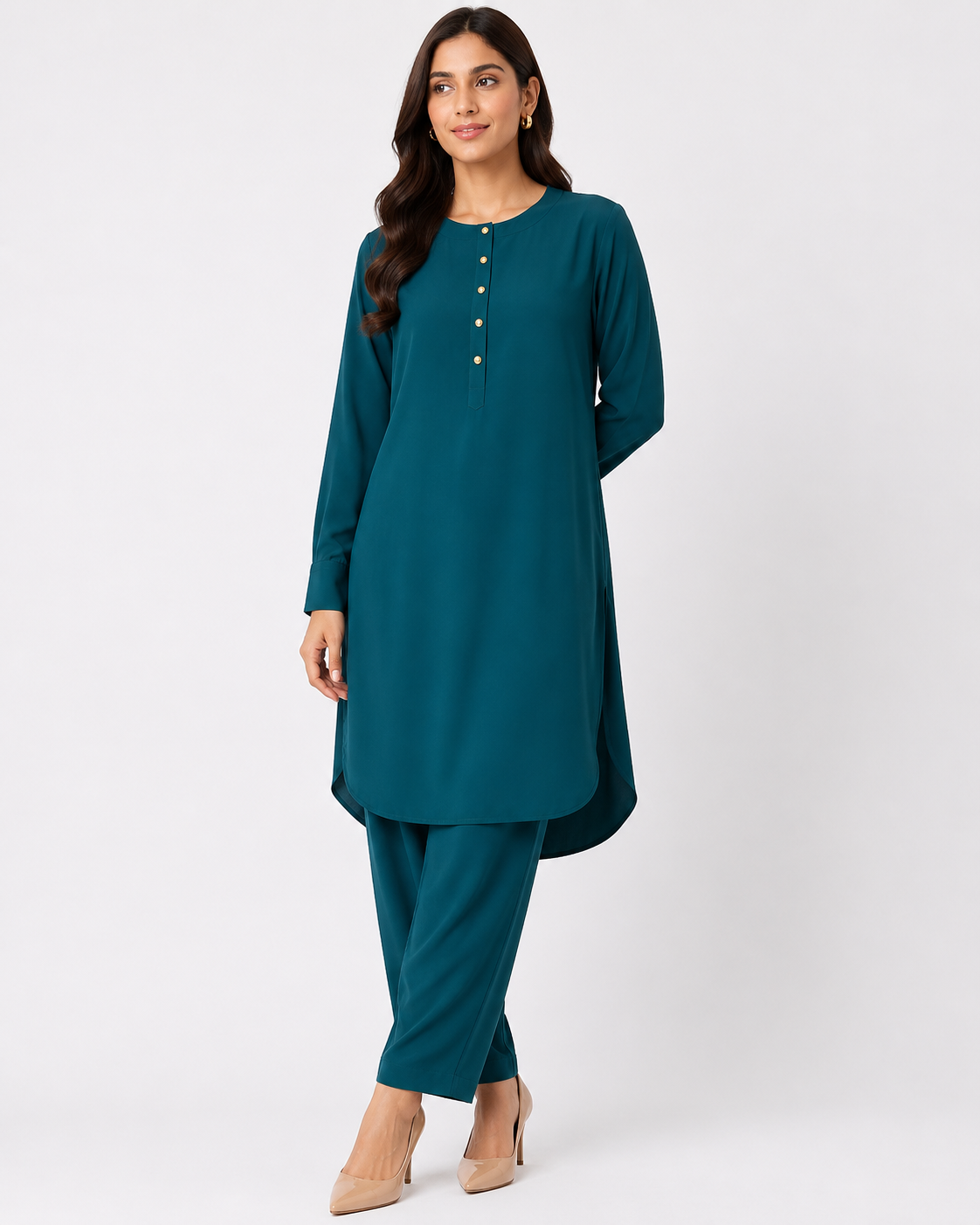 Emerald Teal Scallop Co-Ord Set