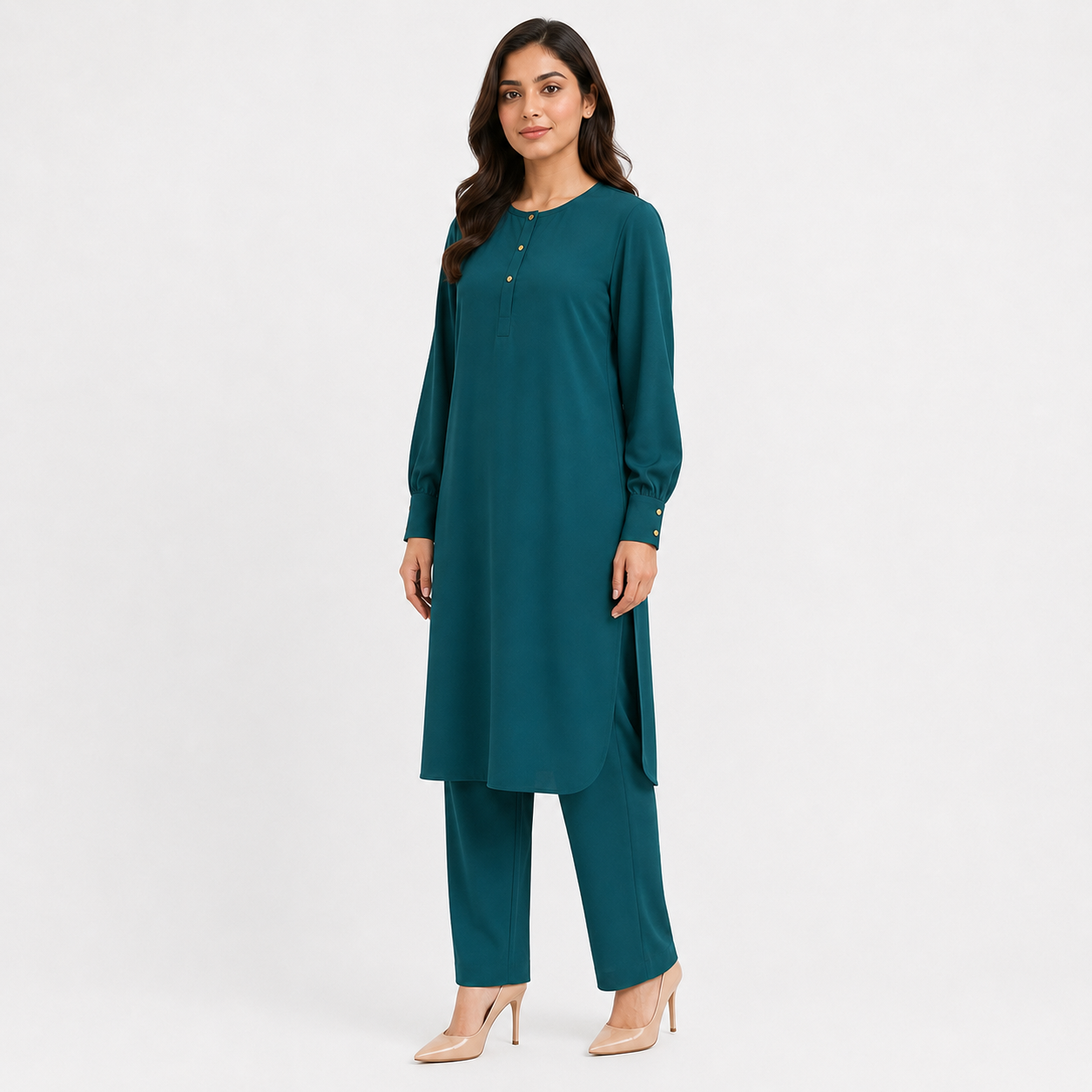 Emerald Teal Scallop Co-Ord Set