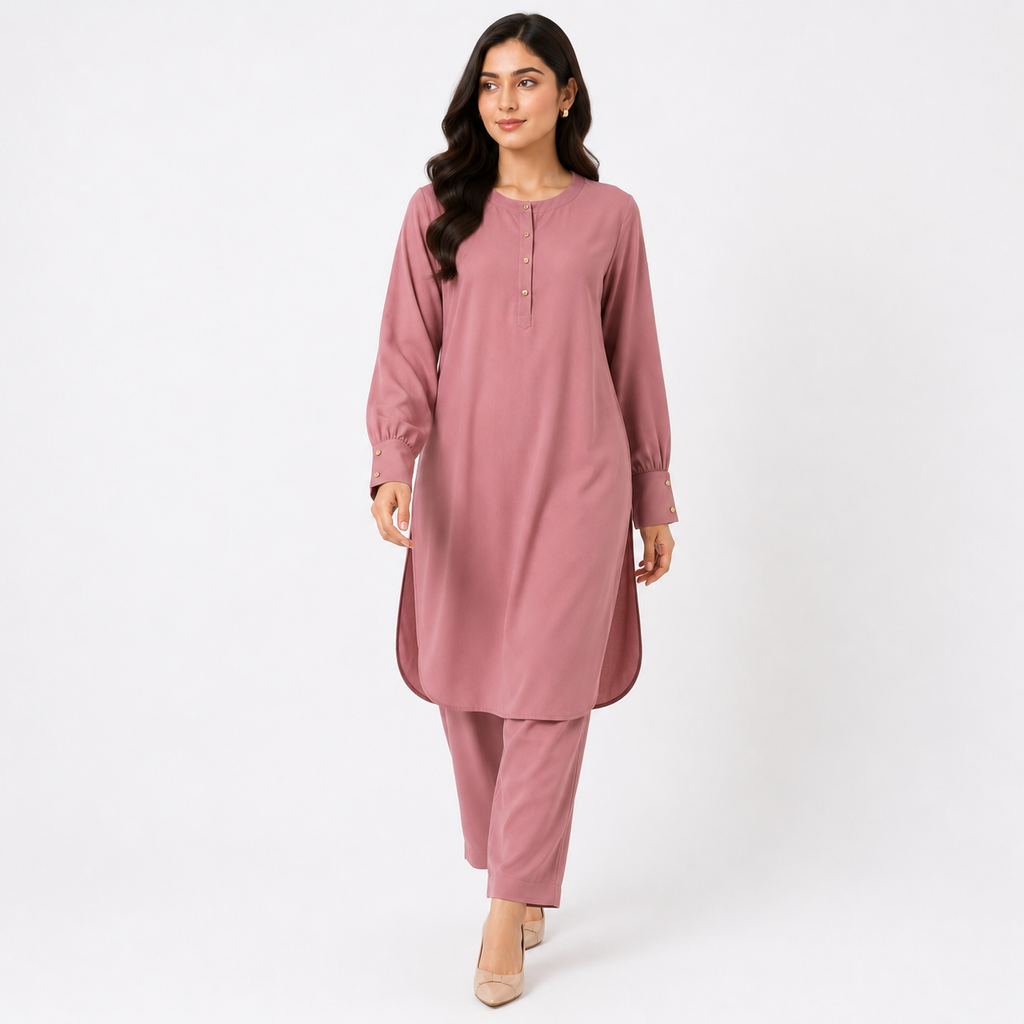 Rose Mauve Scallop Co-Ord Set