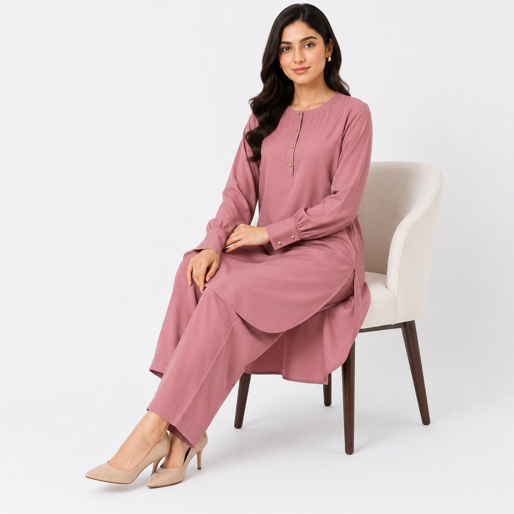 Rose Mauve Scallop Co-Ord Set