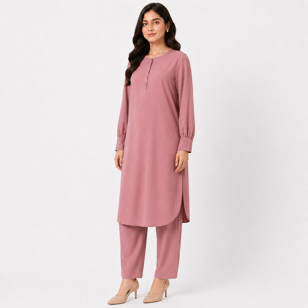 Rose Mauve Scallop Co-Ord Set