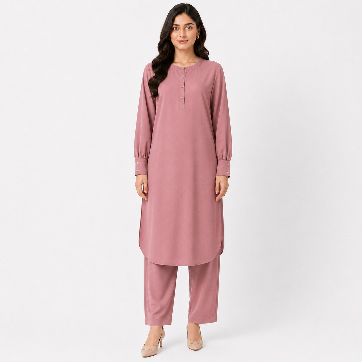 Rose Mauve Scallop Co-Ord Set