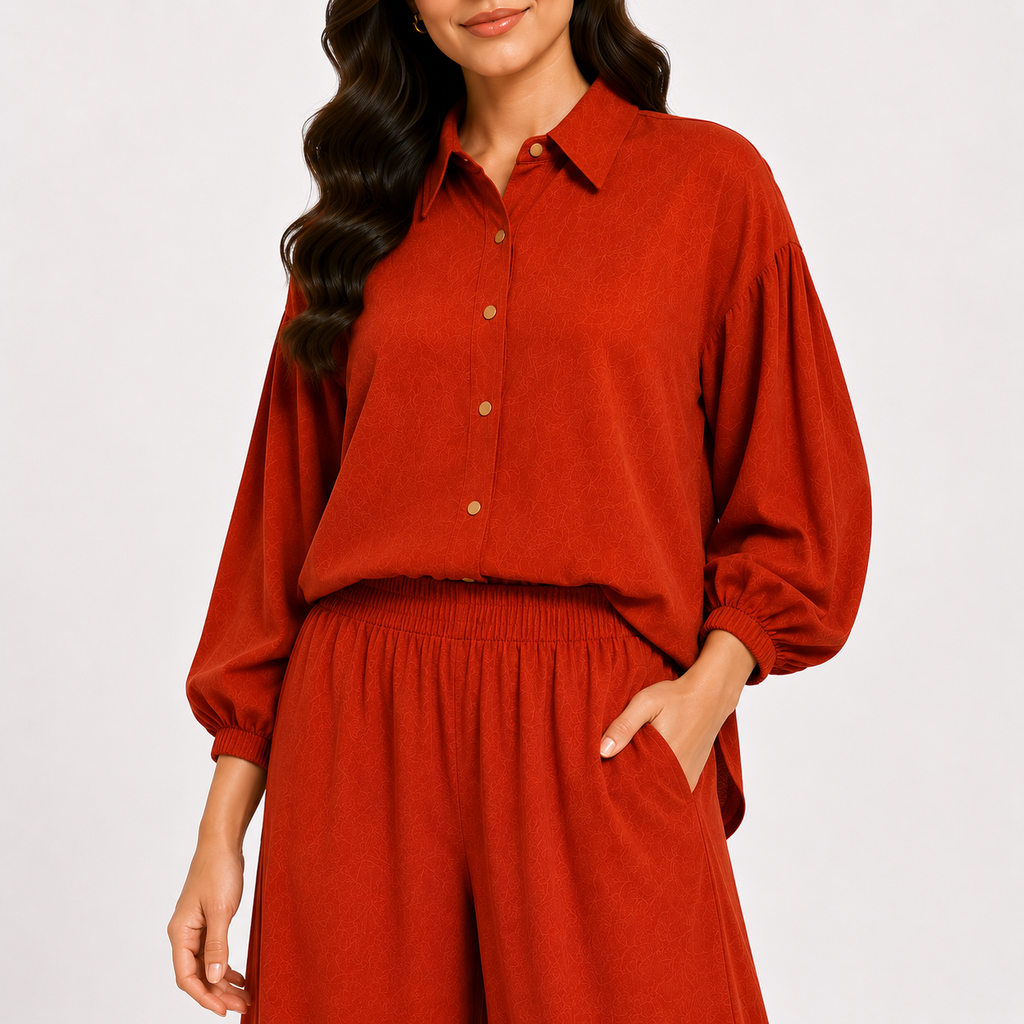 Rust Orange Flapper Co-Ord Set