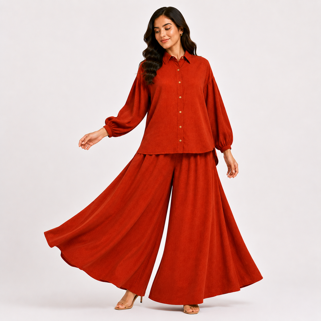 Rust Orange Flapper Co-Ord Set