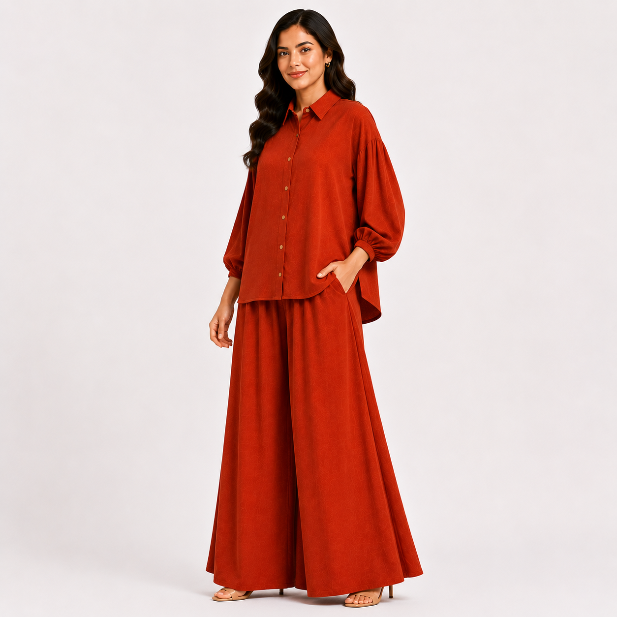 Rust Orange Flapper Co-Ord Set