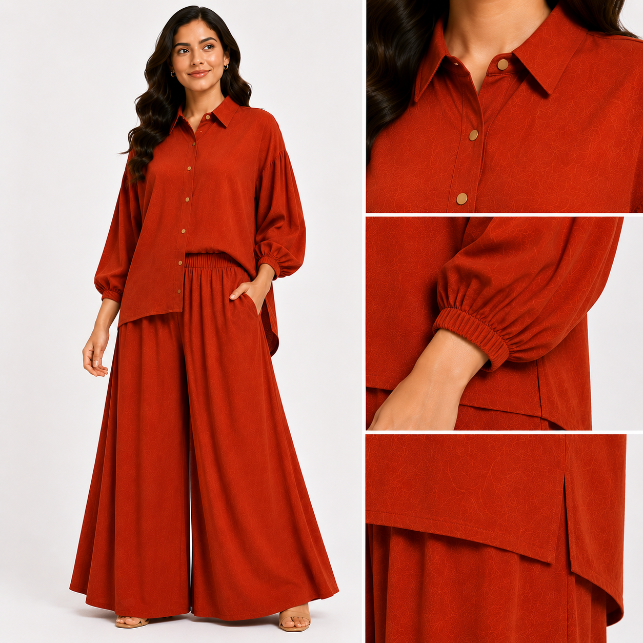 Rust Orange Flapper Co-Ord Set