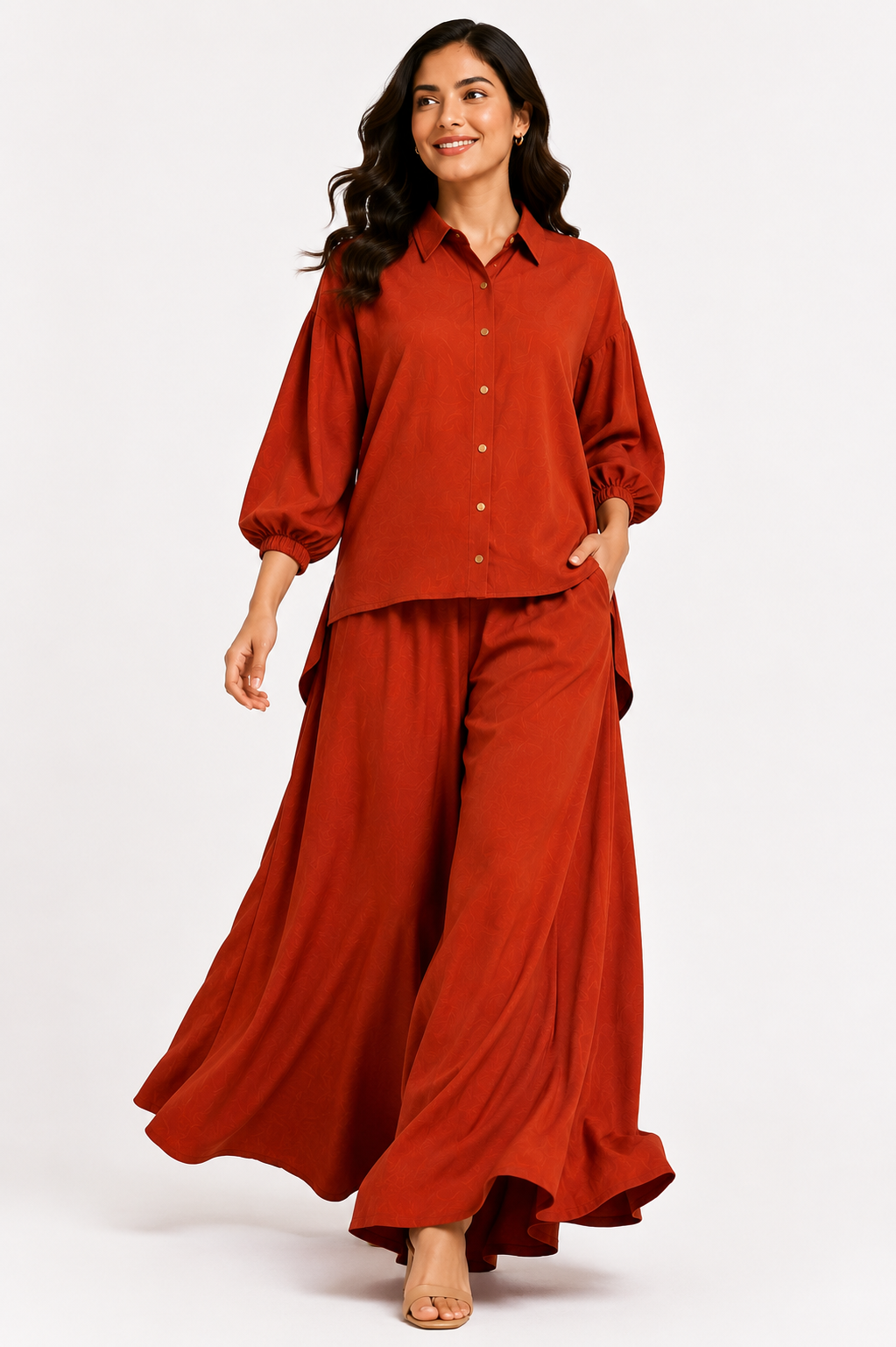 Rust Orange Flapper Co-Ord Set