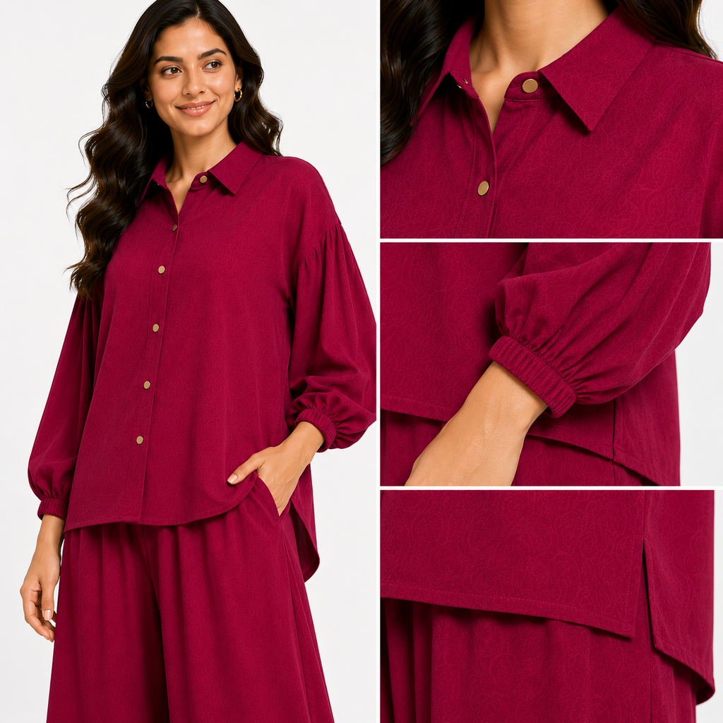 Berry Crimson Flapper Co-Ord Set
