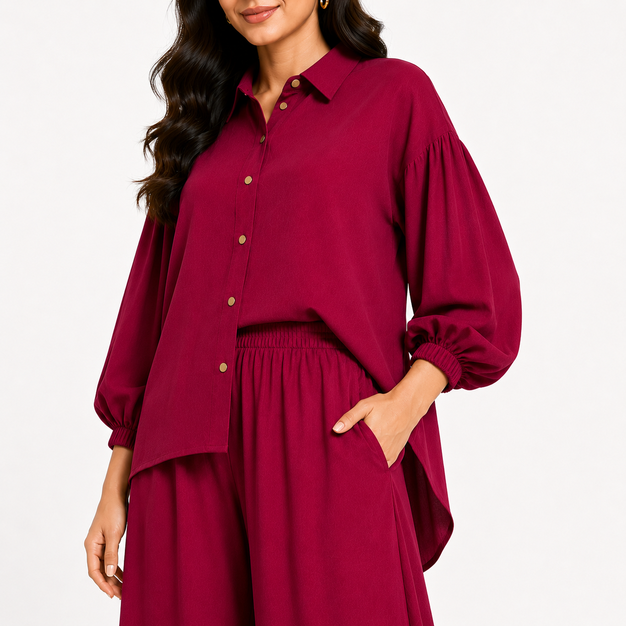 Berry Crimson Flapper Co-Ord Set