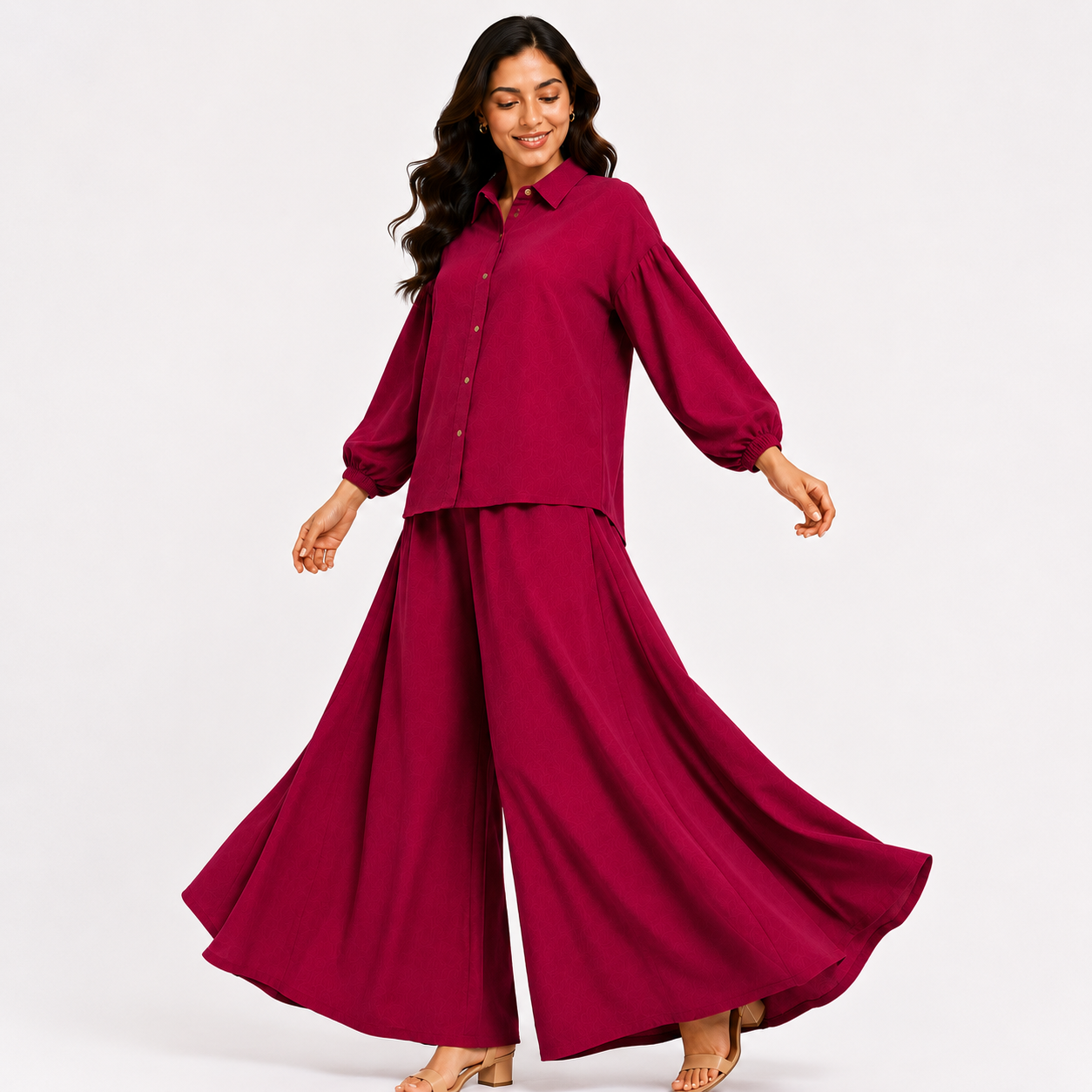 Berry Crimson Flapper Co-Ord Set