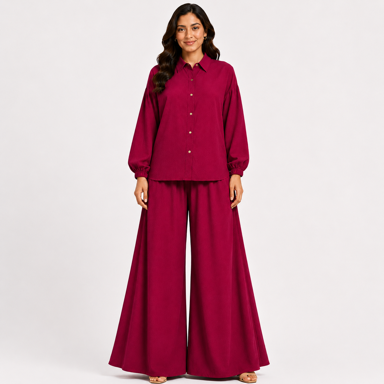 Berry Crimson Flapper Co-Ord Set