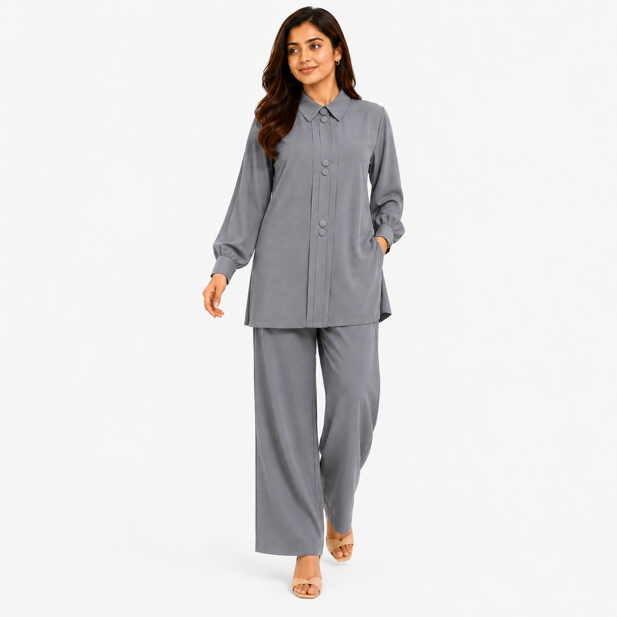 Dove Grey Mandarin Co-Ord Set
