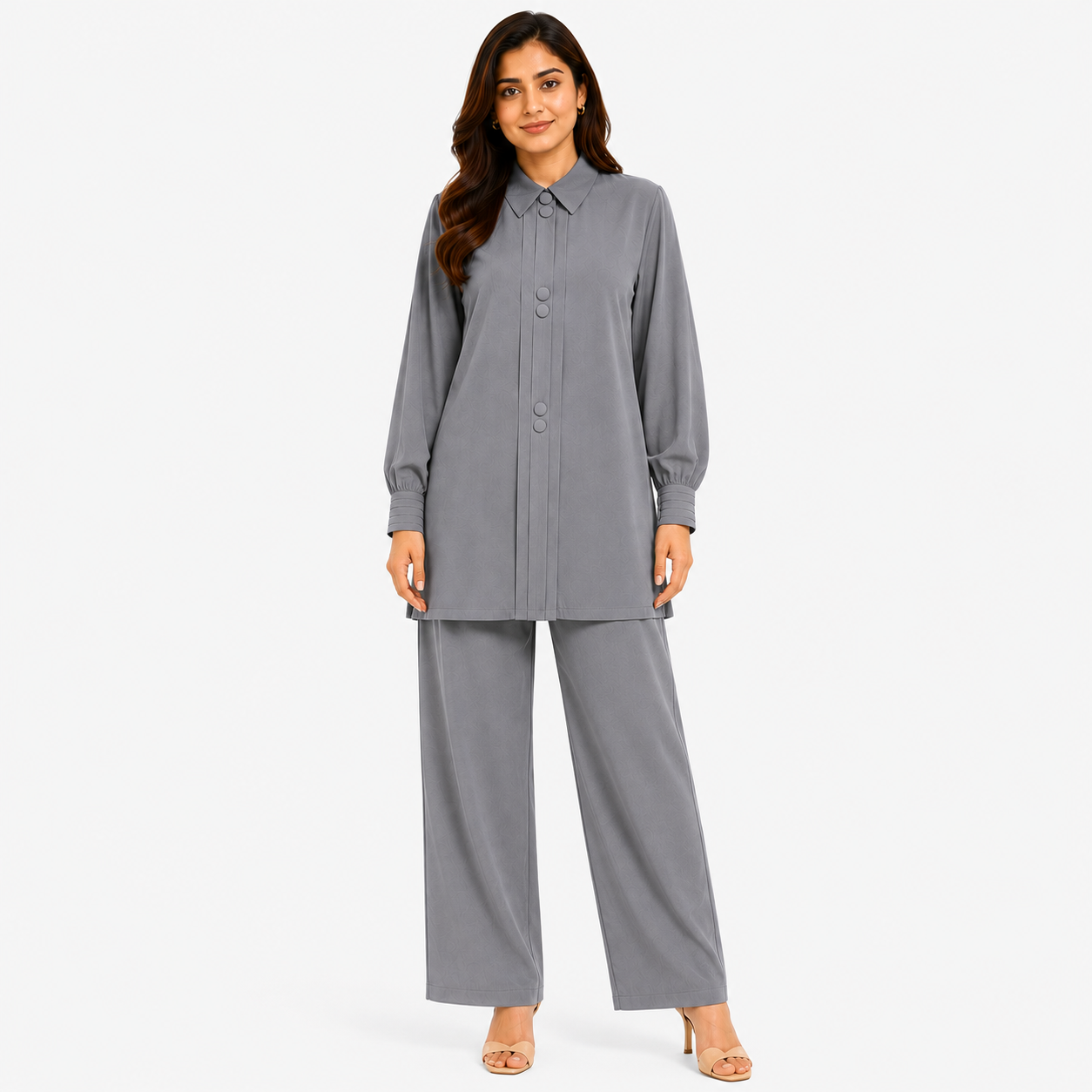 Dove Grey Mandarin Co-Ord Set