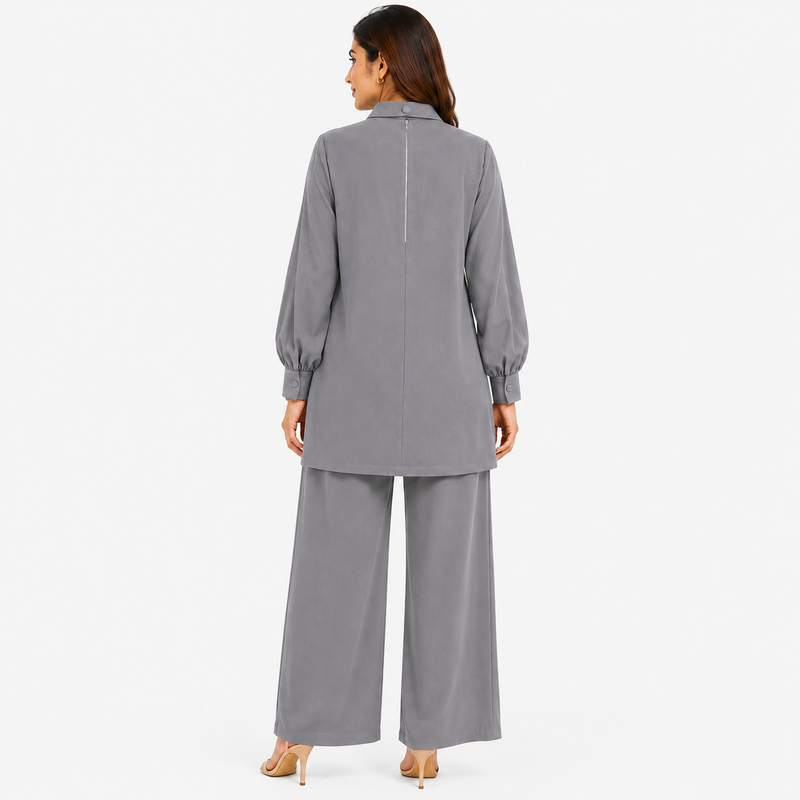 Dove Grey Mandarin Co-ord Set