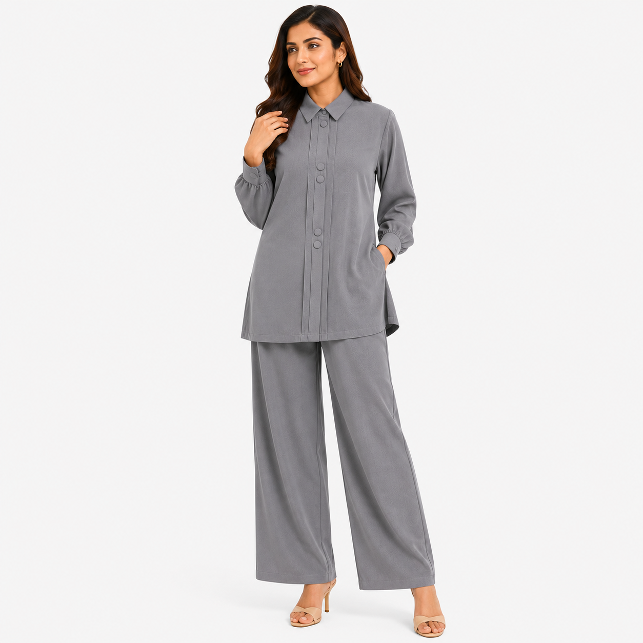 Dove Grey Mandarin Co-Ord Set