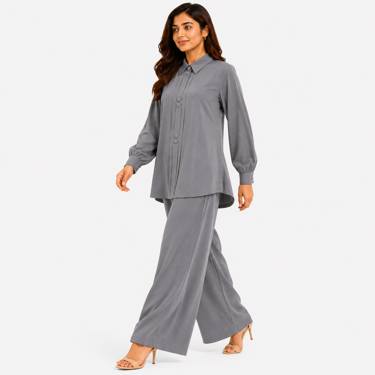 Dove Grey Mandarin Co-Ord Set