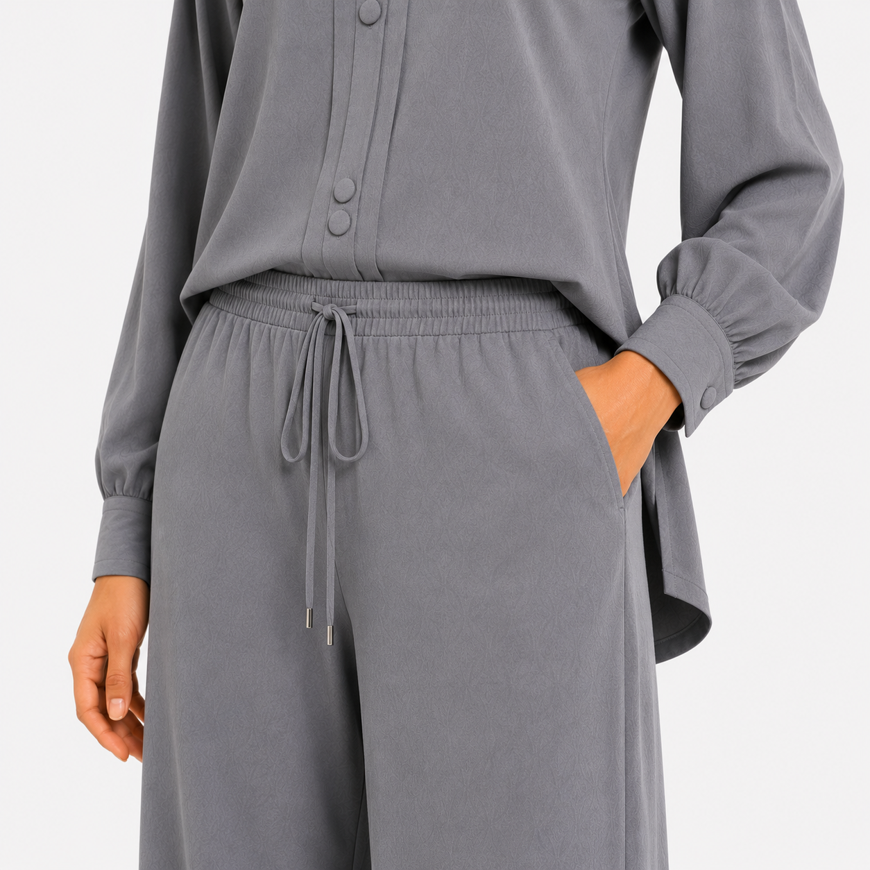 Dove Grey Mandarin Co-Ord Set