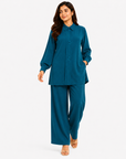 Peacock Teal Mandarin Co-ord Set