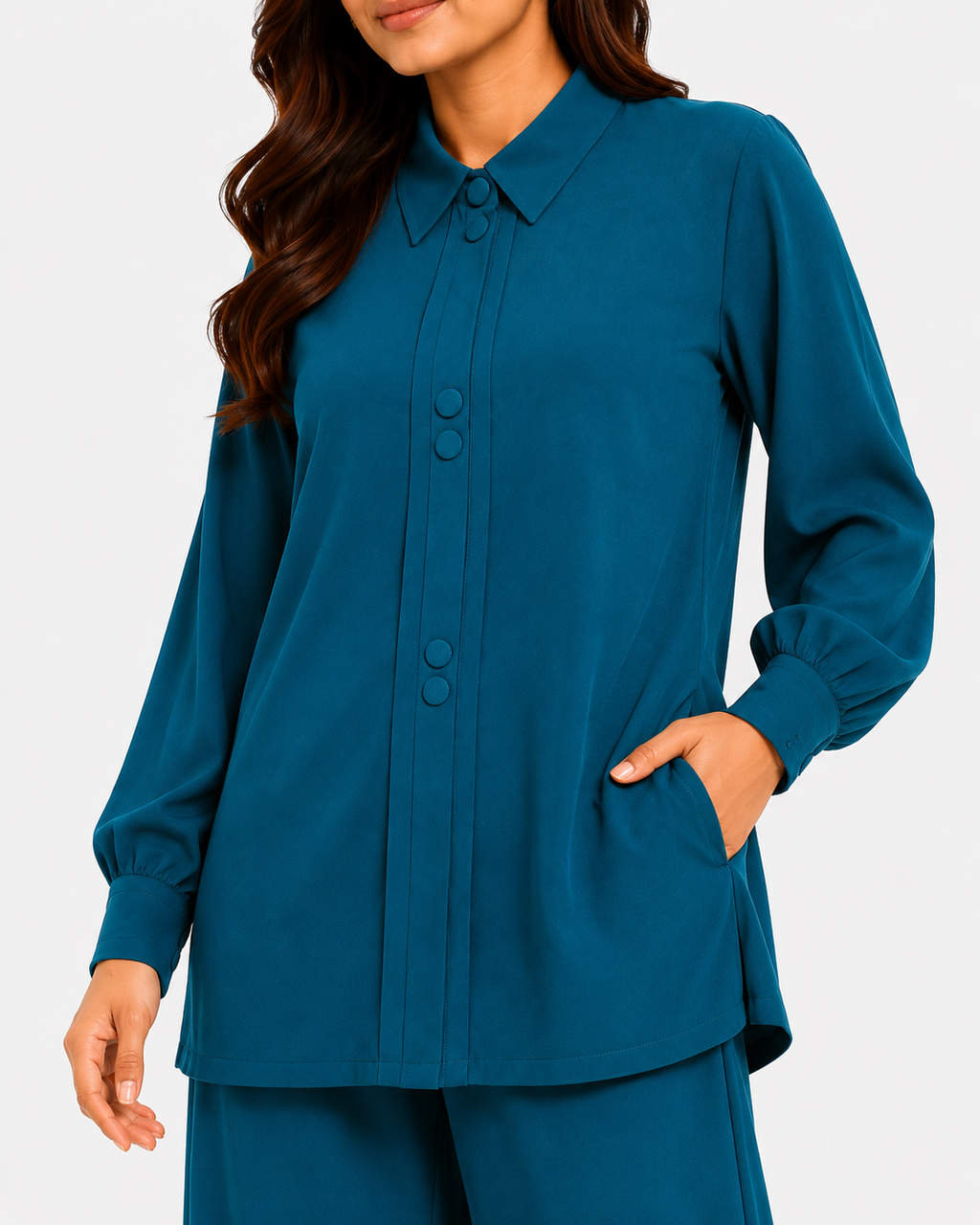 Peacock Teal Mandarin Co-Ord Set