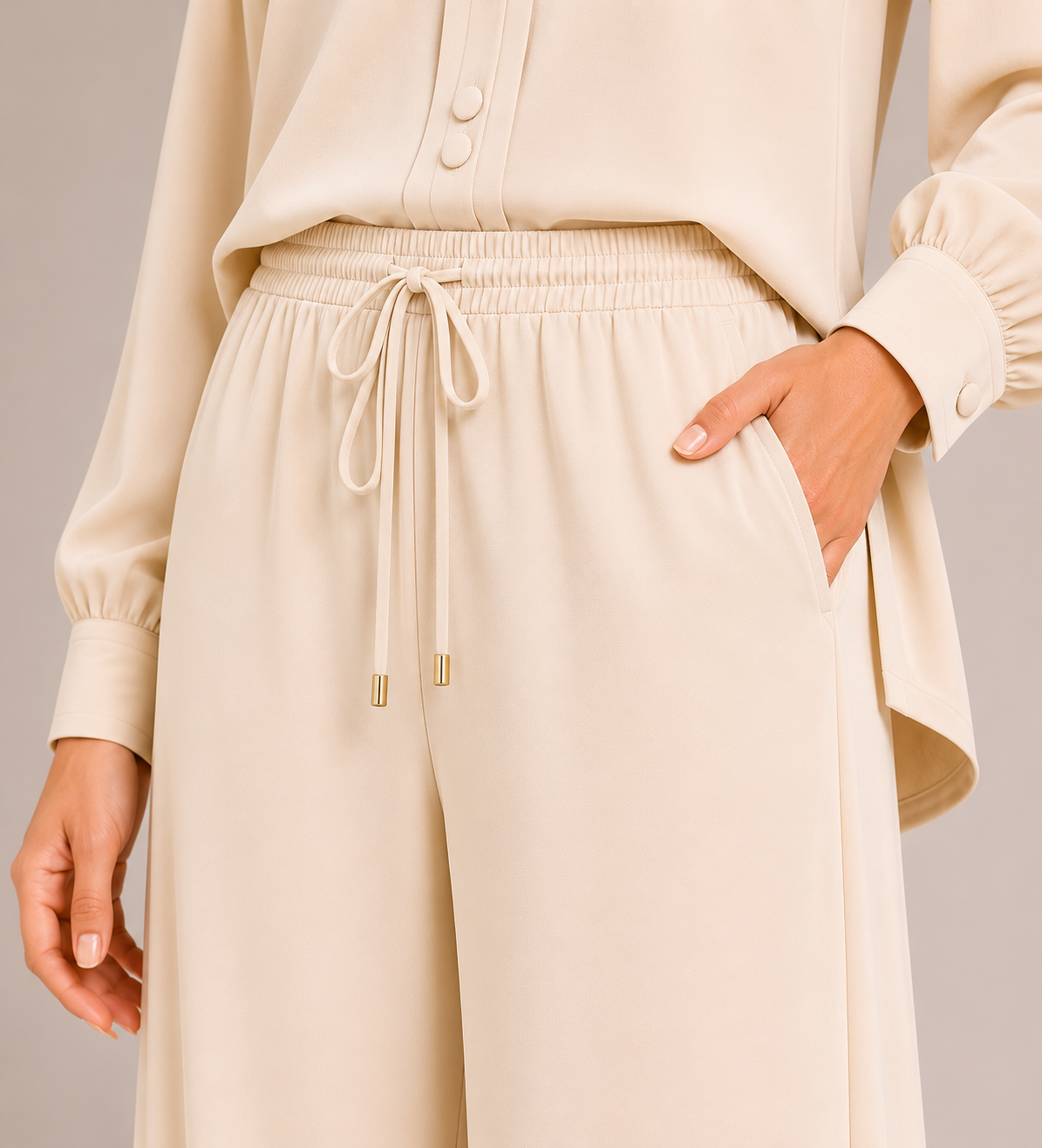 Cream Mandarin Co-Ord Set