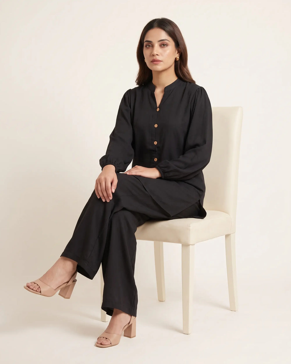 Black Notch Neck Co-ord Set