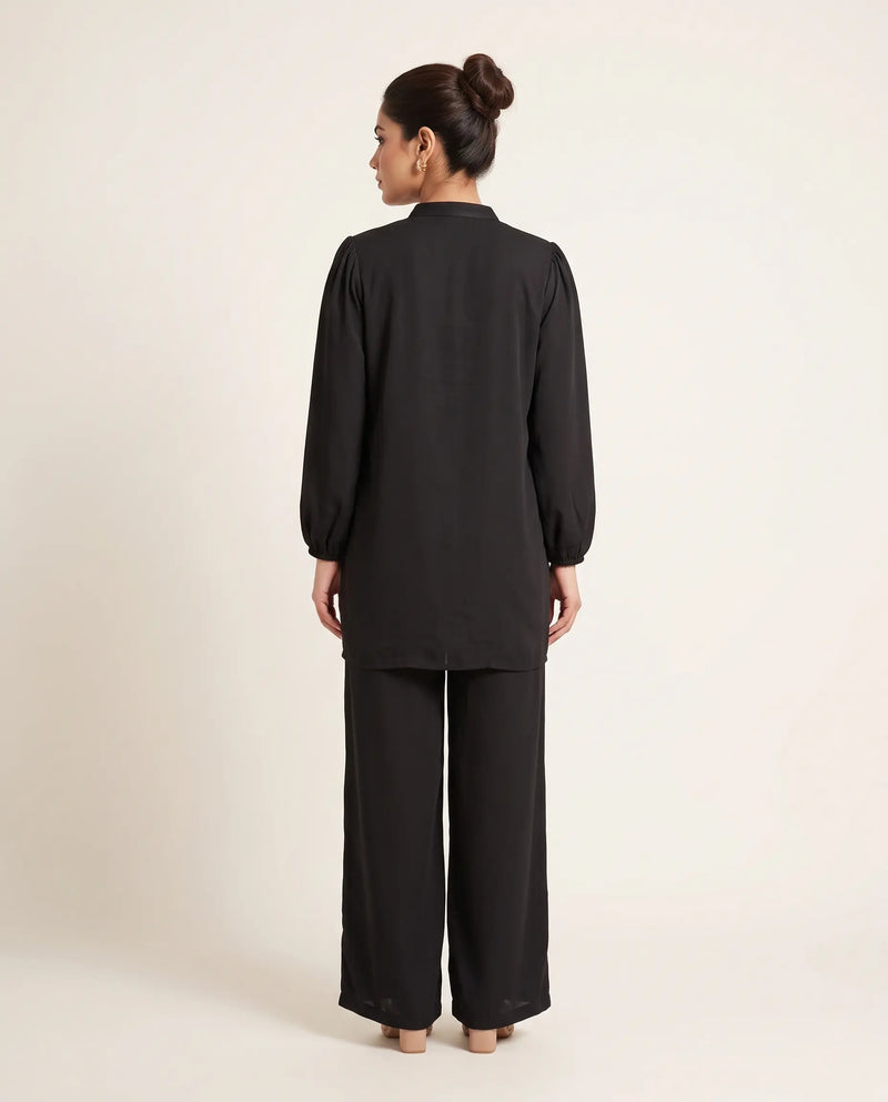 Black Notch Neck Co-ord Set