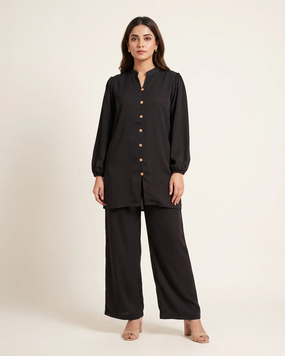 Black Notch Neck Co-ord Set