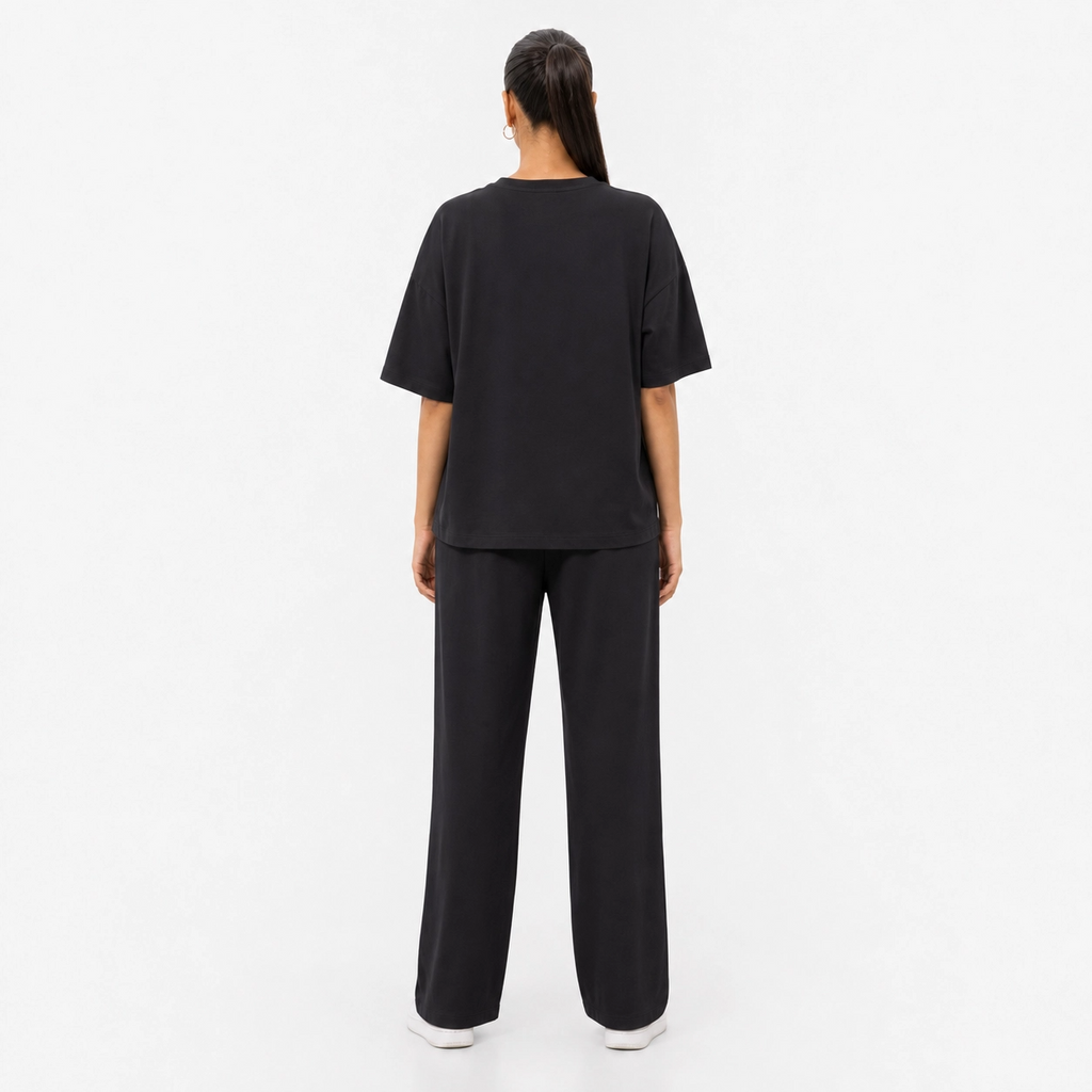Black Drop Shoulder Track Suit