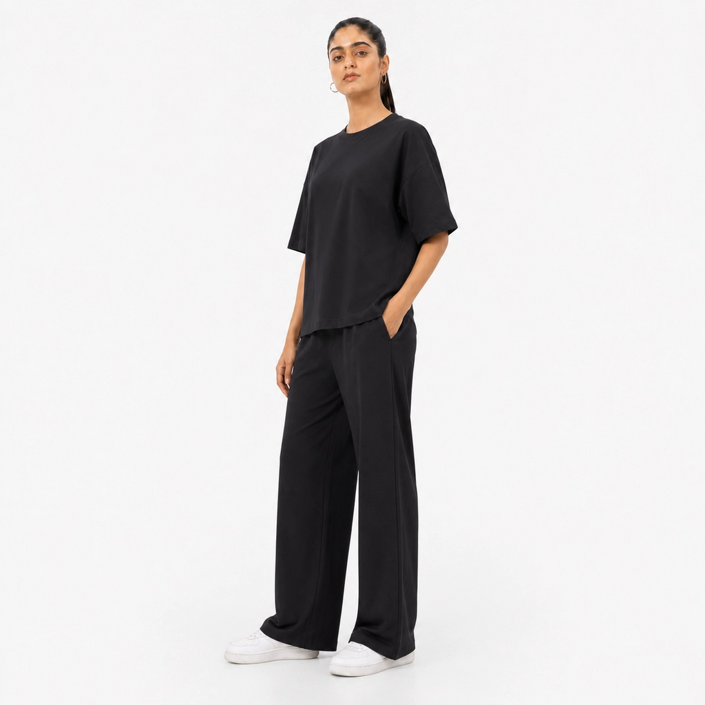 Black Drop Shoulder Track Suit