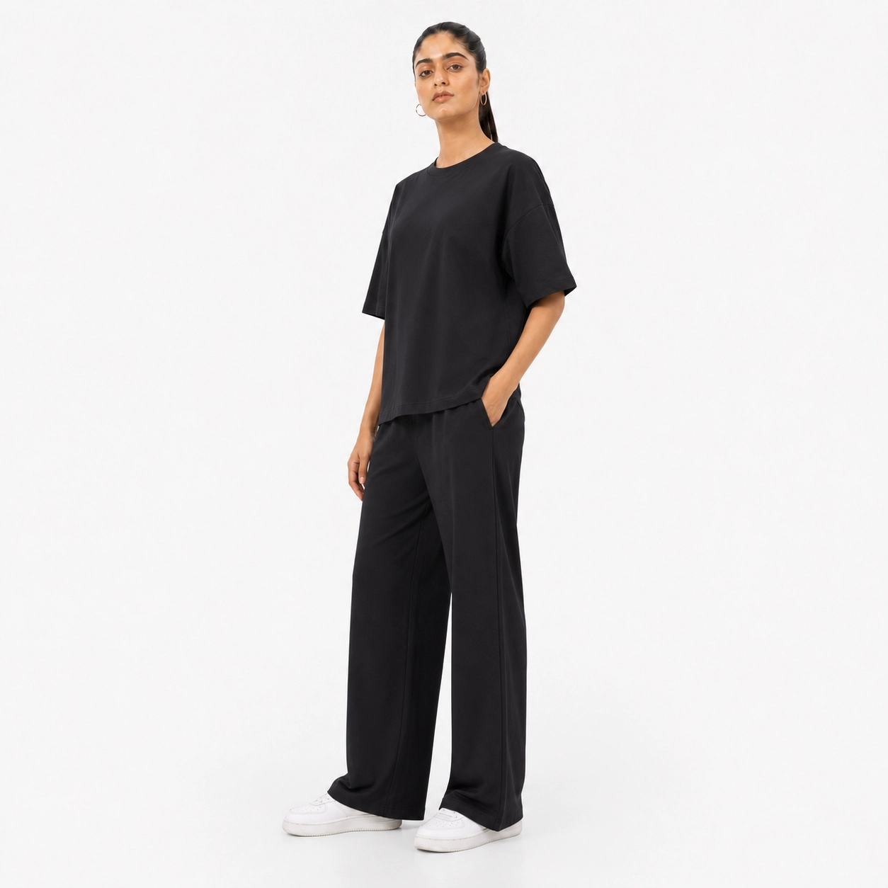 Black Drop Shoulder Track Suit