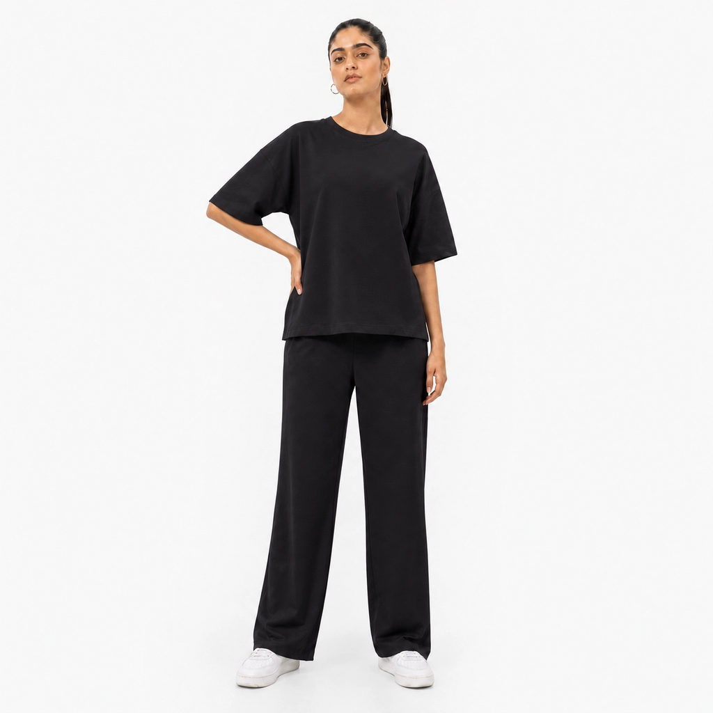 Black Drop Shoulder Track Suit