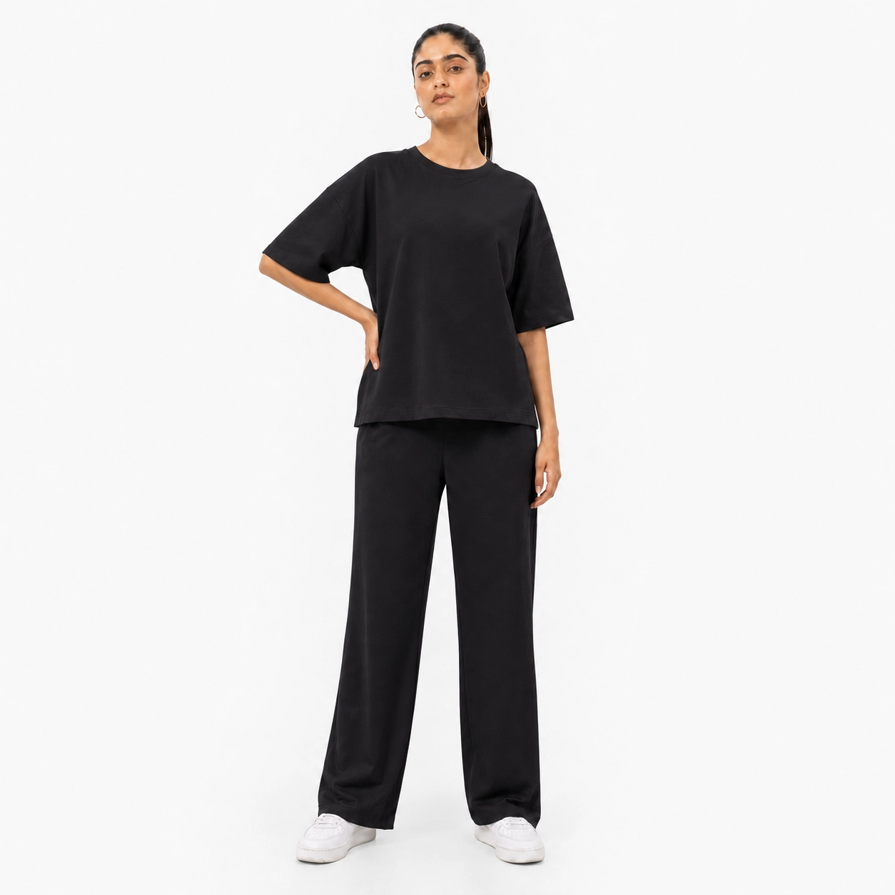 Black Drop Shoulder Track Suit