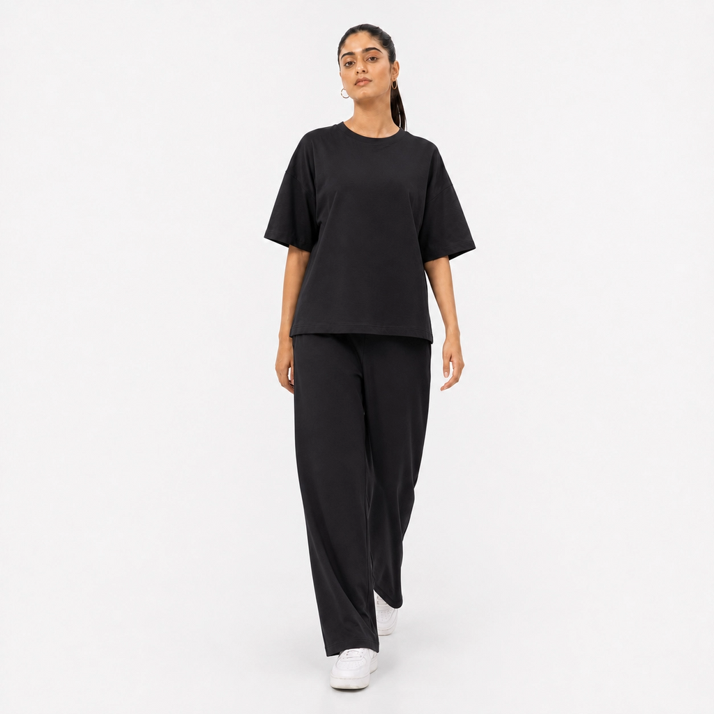 Black Drop Shoulder Track Suit