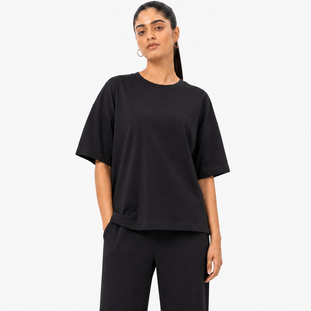 Black Drop Shoulder Track Suit