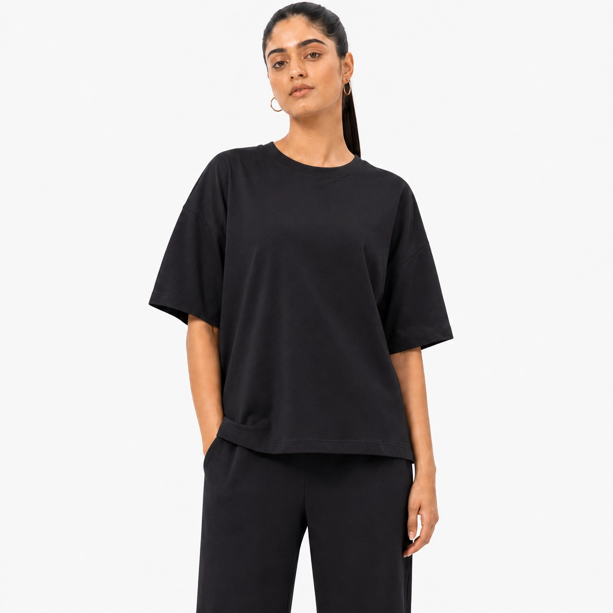 Black Drop Shoulder Track Suit