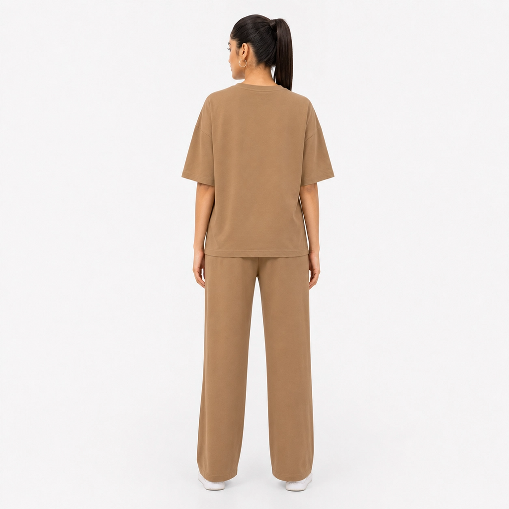 Camel Brown Drop Shoulder Track Suit