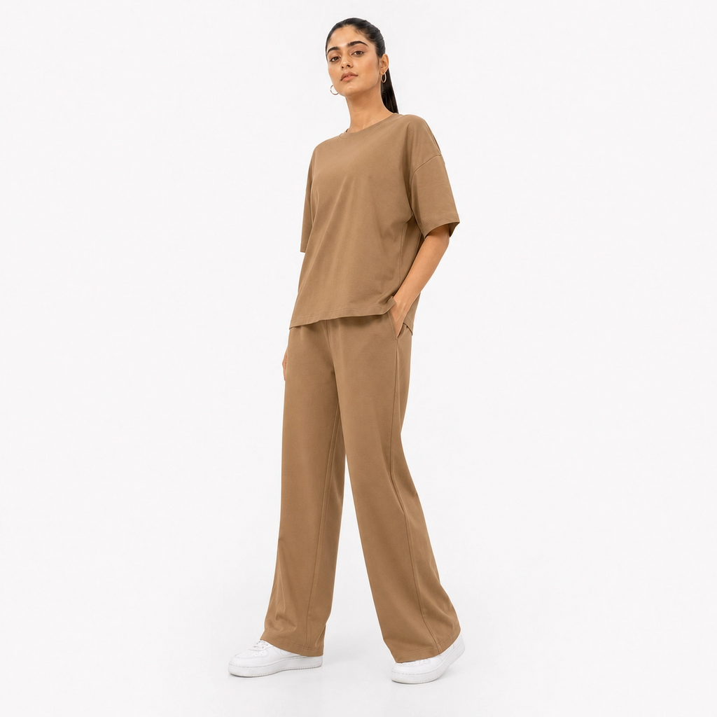 Camel Brown Drop Shoulder Track Suit