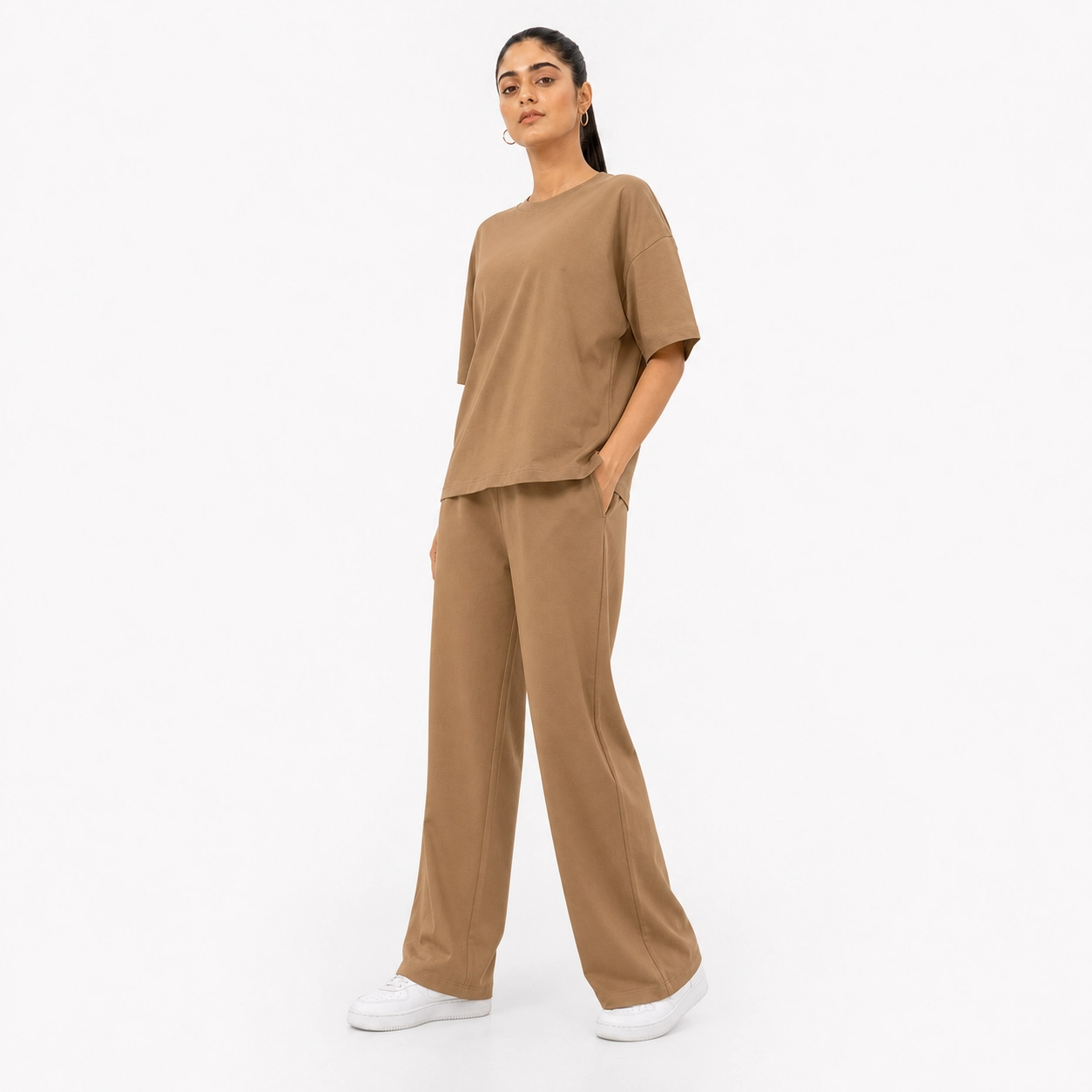 Camel Brown Drop Shoulder Track Suit