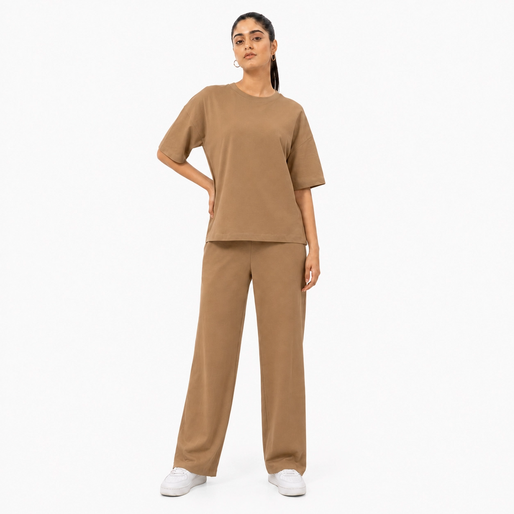 Camel Brown Drop Shoulder Track Suit