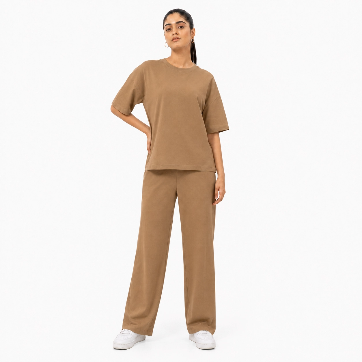 Camel Brown Drop Shoulder Track Suit