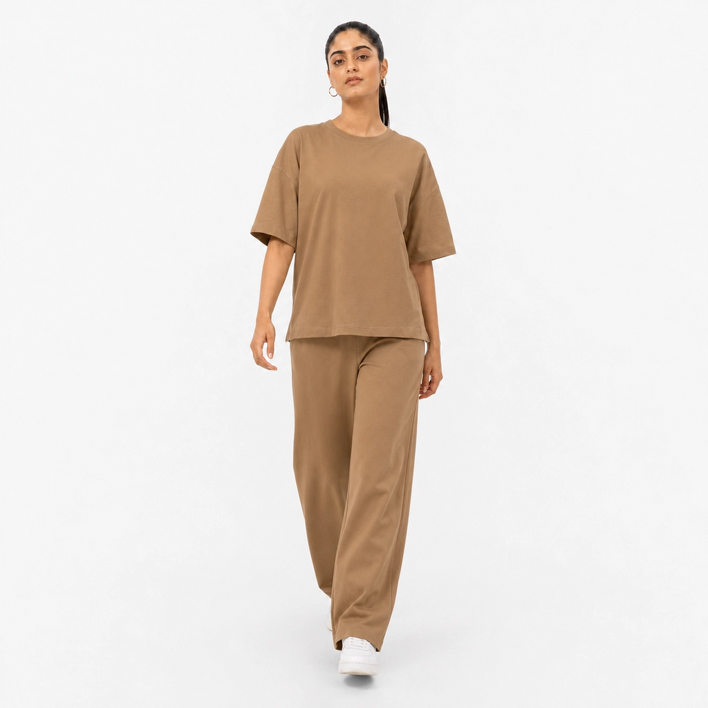 Camel Brown Drop Shoulder Track Suit