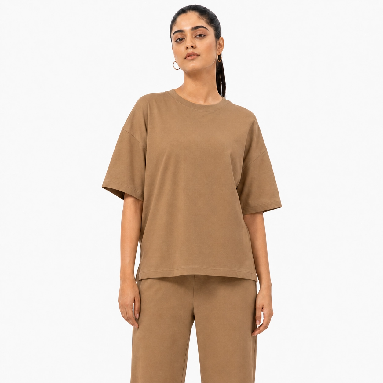 Camel Brown Drop Shoulder Track Suit