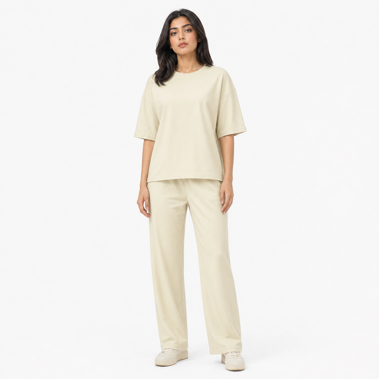 Cream Drop Shoulder Track Suit