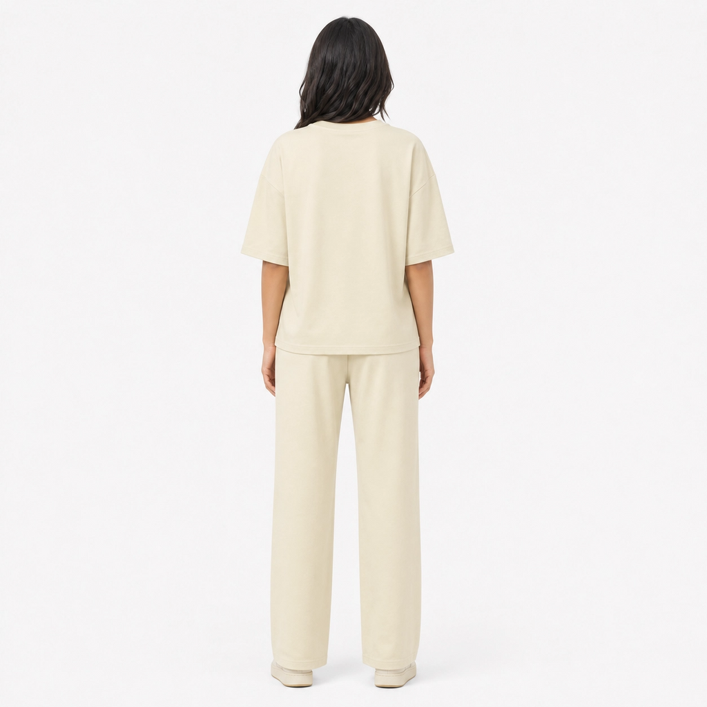 Cream Drop Shoulder Track Suit