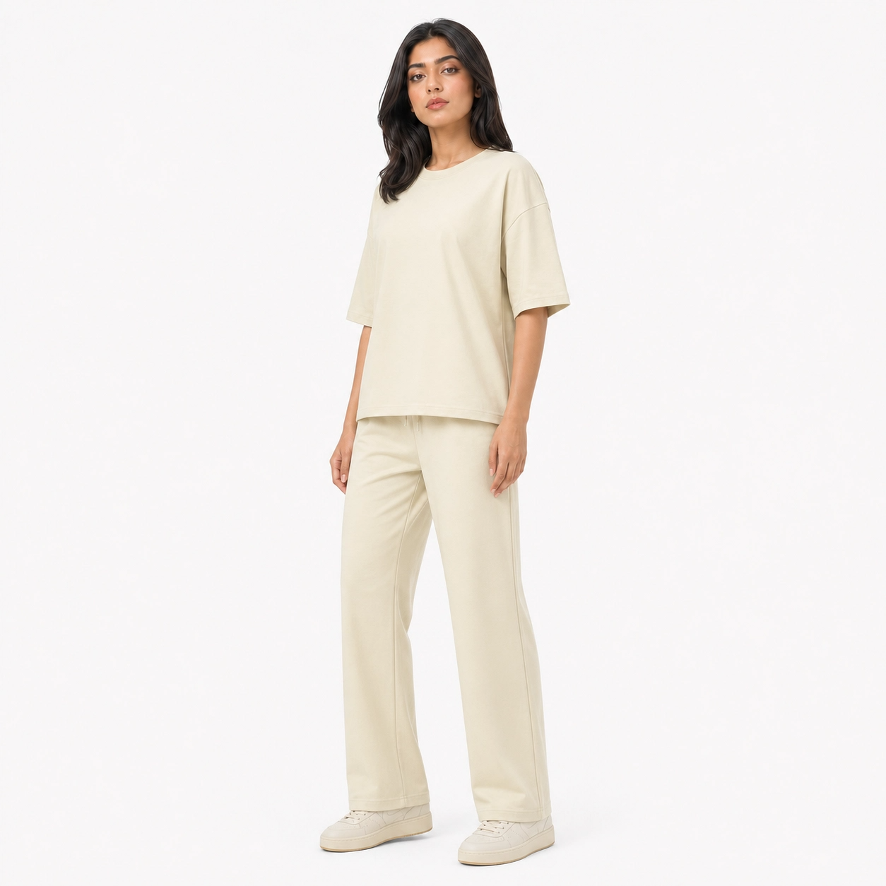 Cream Drop Shoulder Track Suit