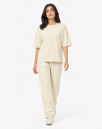 Cream Drop Shoulder Track Suit