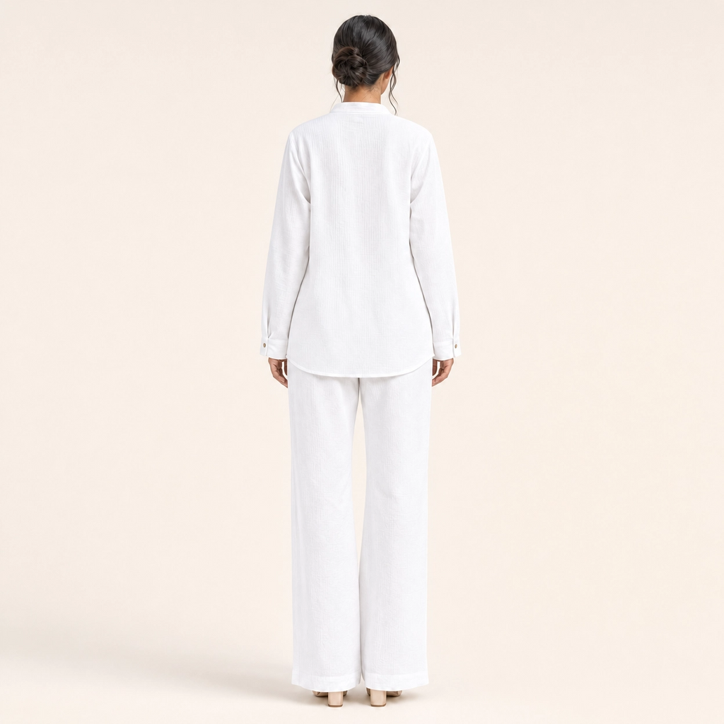 White Bizu Pleated Co-Ord Set