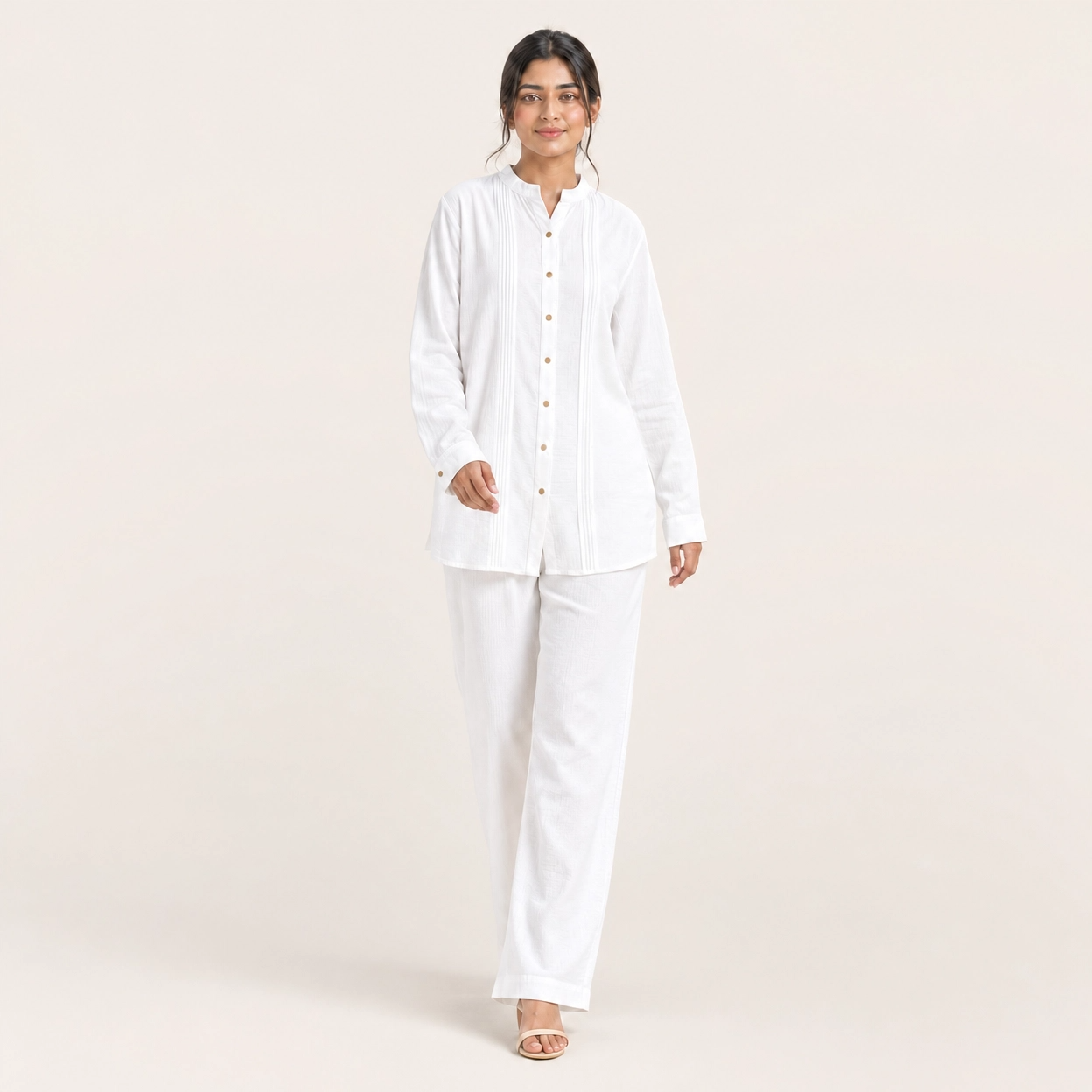 White Bizu Pleated Co-Ord Set