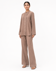 Mocha Taupe Bizu Pleated Co-ord Set