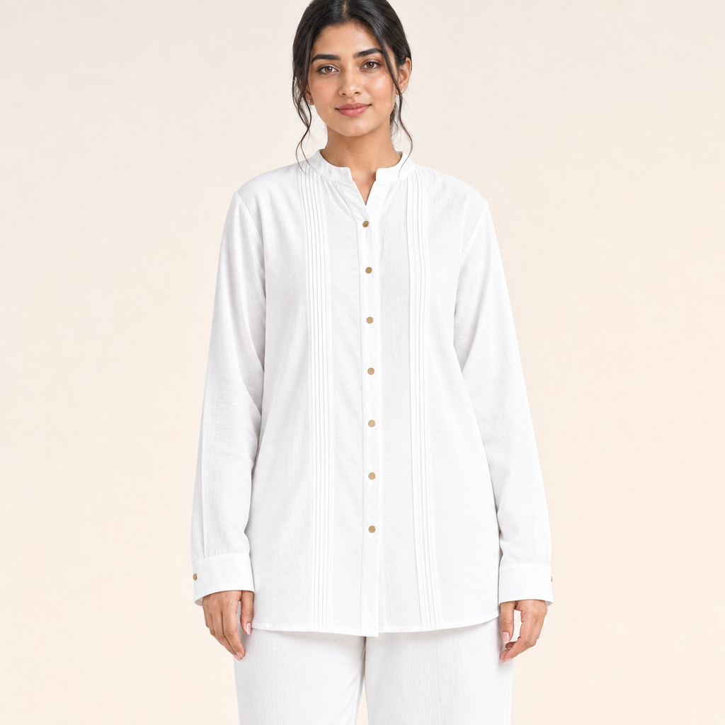 White Bizu Pleated Co-Ord Set